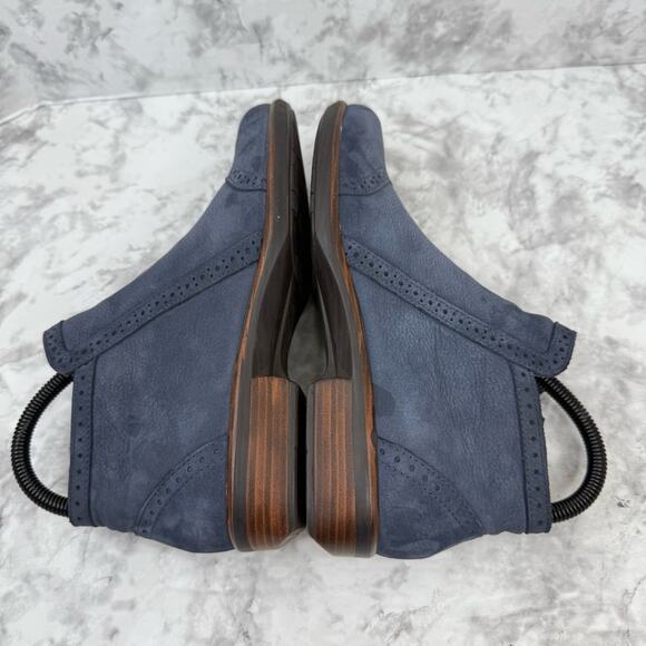 NAOT Women's Sz 37 Nefasi Ankle Boot Navy Blue Zipper Leather Nubuck - Picture 6 of 13